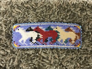 Native American Loom Beaded Hair Barrett Running Horses
