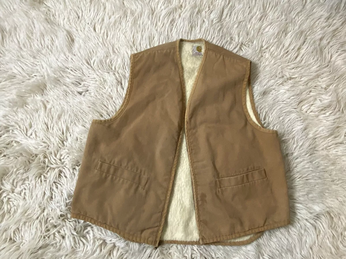 Vtg 70s 80s Carhartt Sherpa Lined Vest Sz XL Duck Canvas Work Hunting