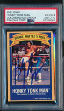 1991 WWF Gold Bond Ice Cream Honky Tonk Man PsA 4 signed auto PsA/DNA 10 highest