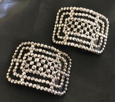 Steel cut antique Shoe buckle 2 black satin backing 1930  s, sew on . Deco