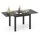 Patio Expandable Dining Table Adjustable Rectangular All Weather Aluminum Table