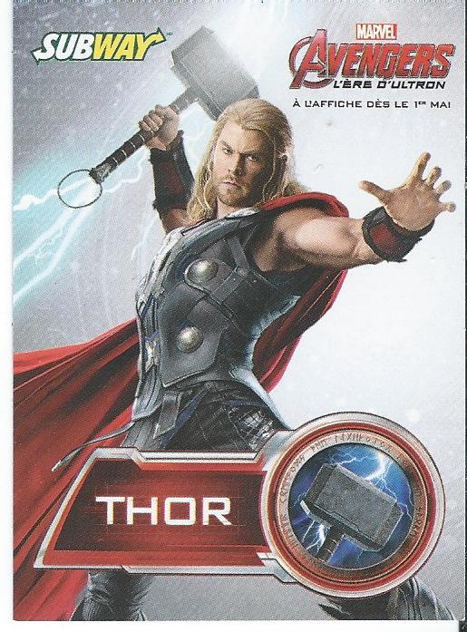 The Avengers 2 - Age of Ultron THOR Subway Promotion Card Marvel