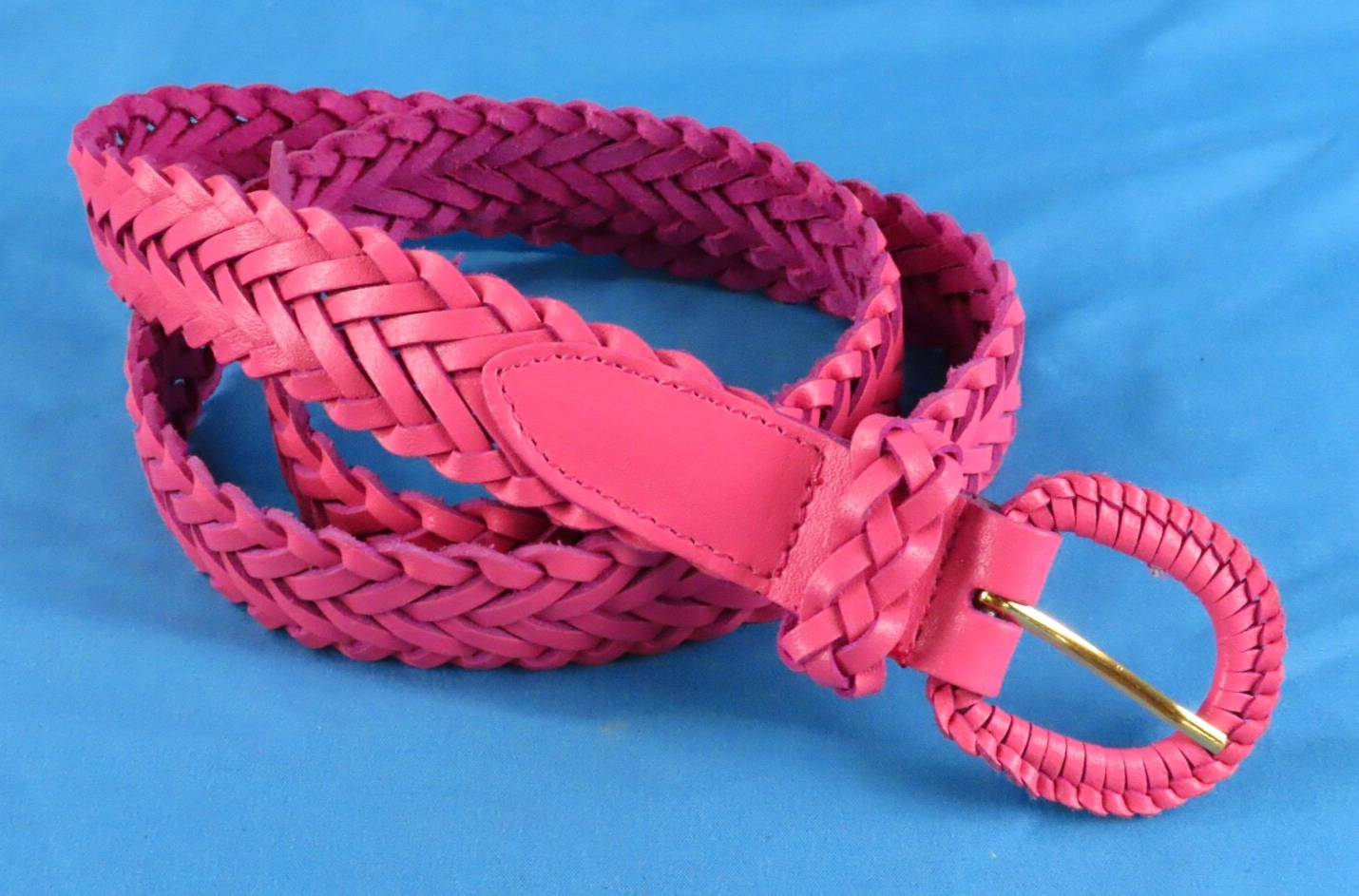 Vintage MILOR WOVEN BRAIDED BELT Super Cute Barbie Pink SZ M/L ML 11183