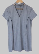 Zara Basic Collection Short Sleeve  Choker Dress Womens Medium Gray Pockets