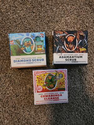 Dr Squatch Soap Bundle - Minecraft Diamond, Wolverine Adamantium, TMNT Cowabunga