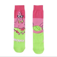 Cartoon Socks, Patrick, Fun Novelty Mens Crew Character socks