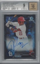 DELVIN PEREZ 2016 BOWMAN CHROME DRAFT DRAFT PICK AUTOGRAPH BLACK REF BGS 9/AU 10