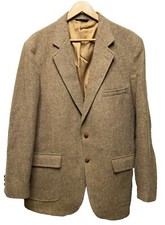 John Alexander Blazer Jacket Sports Coat Tan 100 Wool patch Pockets 44  Chest