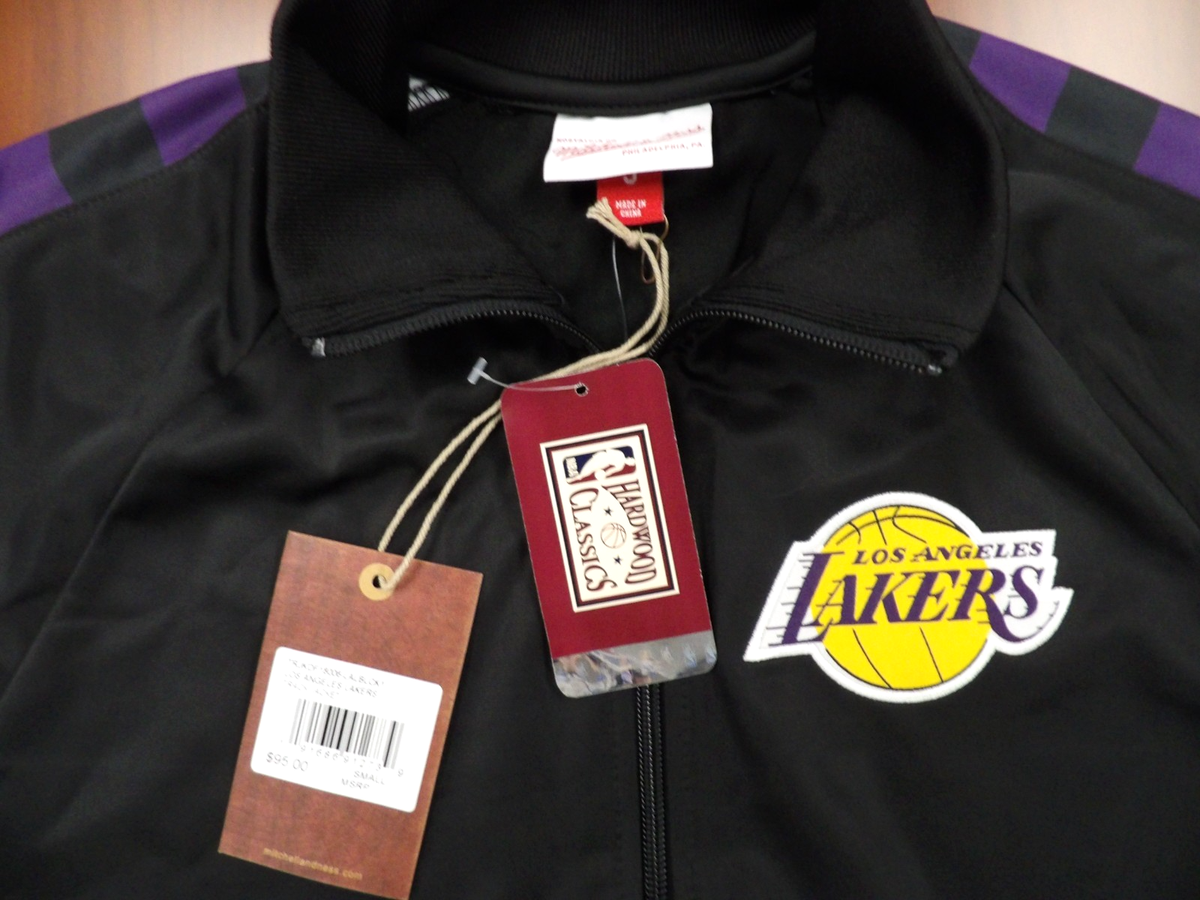 MITCHELL NESS NBA HWC LOS ANGELES LAKERS BLACK TRACK JACKET SIZE S 
