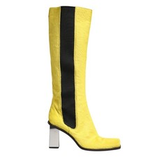 DOLCE & GABBANA Schuhe Gelb Schwarz Leder Kniehohe Stiefel EU39 / US8,5 1500usd