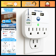 Cruise Power Strip Non-Surge Protector with 2 USB Outlets - Essential for Cruise