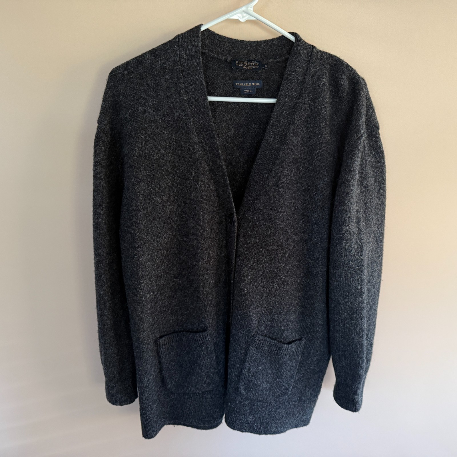 Pendleton Button Down Wool Cardigan Sweater Black Men's Size Small S