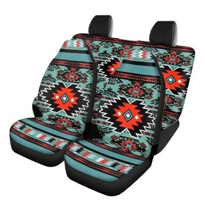 Pack of 4 Front and Rear Seat Covers Bucket Seat Covers American Tribal Navajo 