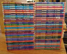 Goosebumps 1st Edition pb Books NEAR Complete Set Lot 1-59, 62 extras, cards etc