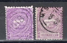 NUEVA GALES DEL SUR 1888 YVERT 59 DOS EJEMPLARES DISTINTO COLOR