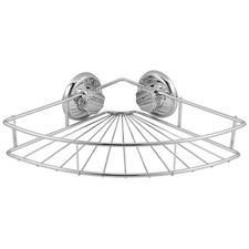 Metal Silver Shower Basket with No Drill Suction Design for Bath and Kitchen Use