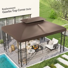 3x4m Gazebo Replacement Roof Canopy 2 Tier Top UV Cover Garden Patio Brown
