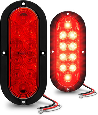 TRUE MODS 2Pc 6 Inch Red Oval LED Trailer Tail Light Kit [DOT FMVSS 108] 