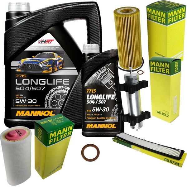 Inspektionspaket 6L Mannol Longlife 5W-30 FüR BMW E46 320D 318D 320Td 318Td 320-image