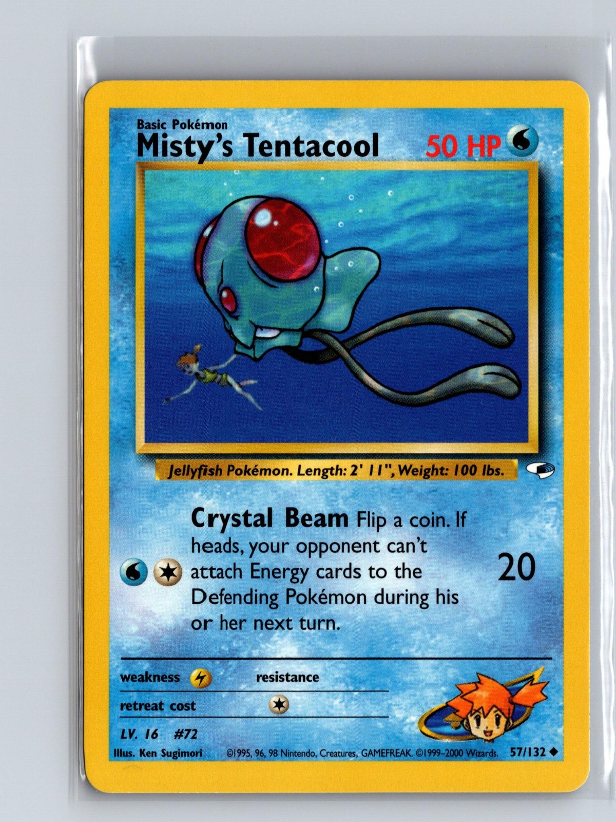 Misty's Tentacool 57/132 Uncommon Gym Heroes Pokemon Unlimited Near Mint