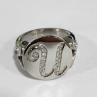 QVC Stainless Steel Crystal U Initial Signet Ring Size 6 — photo 2