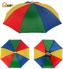 2 Pack Rainbow Umbrella Hat Fishing Umbrella Hat, Foldable Colorful Um