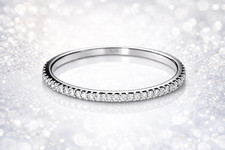 Sterling Silver CZ Full Eternity Ring Size V Thin Stackable Womens Perfect Gift