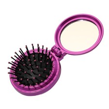 1st Choice Folding Hair Brush with Mirror,Round Mini Compact Massage Comb for Pu
