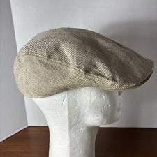 Stetson All American Linen Drive Flat Cap Men's S/M Khaki Cabbie Newsboy Hat