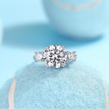 5CT Round Cut Moissanite Wedding Ring 925 Sterling Silver for Women Pass Test