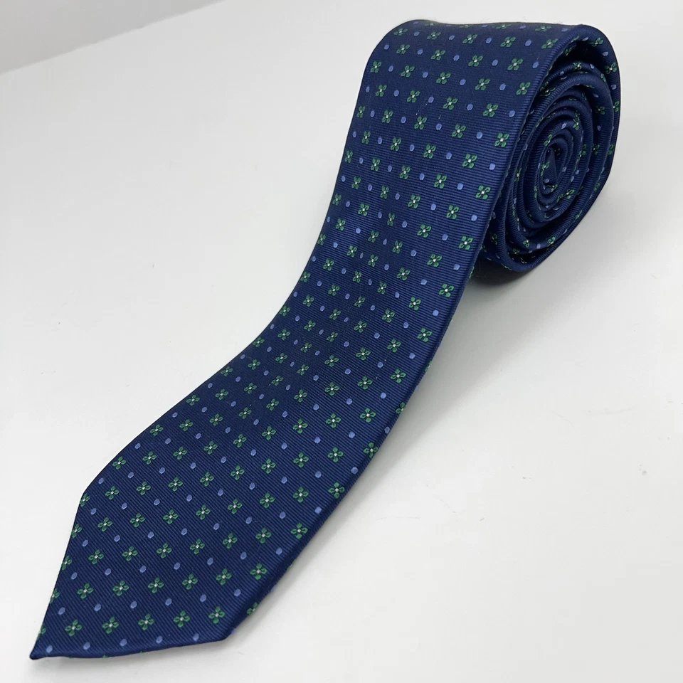 Corbata para hombre Ralph Lauren azul geométrica mezcla de seda 3”X62” XLong Foto 4 de 4
