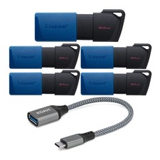 Kingston DataTraveler Exodia M 64GB USB 3.2 Flash Drive 5 Pack USB Adapter FAST