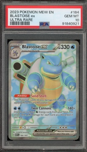 Pokemon Blastoise ex 151 MEW EN Ultra Rare #184 PSA 10 Gem Mint