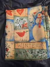 Winter Wonders TABLECLOTH  52" X 70” Rectangle Snowman Laural Home, No Lining 