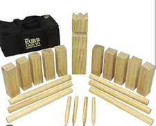 NEW! Wood Kubb Tossing Game Set Outdoor Backyard Lawn Throwing Oak EASY GO PROD