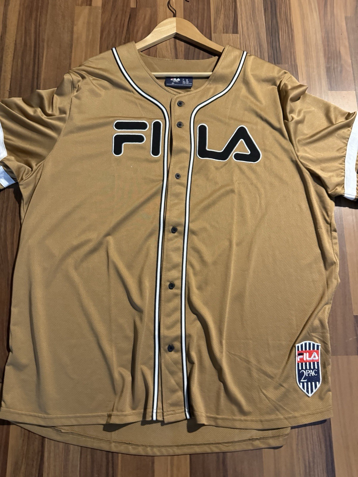 2Pac RARA Maglia Baseball Collaborazione Tupac X FILA XXL (uomo 2xl) Nuova! Rap