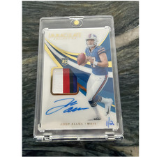 2018 Panini Immaculate Josh Allen Rookie Patch Auto 1/2 Buffalo Bills