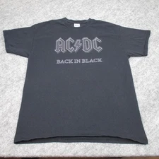 ACDC Back In Black Shirt Mens Large Rock Band Tee Gildan Ultra Cotton Concert