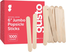  1000 Count Jumbo 6 Inch Wooden Multi-Purpose Popsicle Sticks, Craft Sticks for