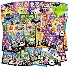 40 Sheets Cute Halloween Stickers, 800 Stickers, Halloween Crafts Games fo...