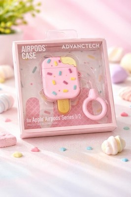 ADVANCTECH Pink Ice Cream Silicone Case for Apple AirPods 1/2