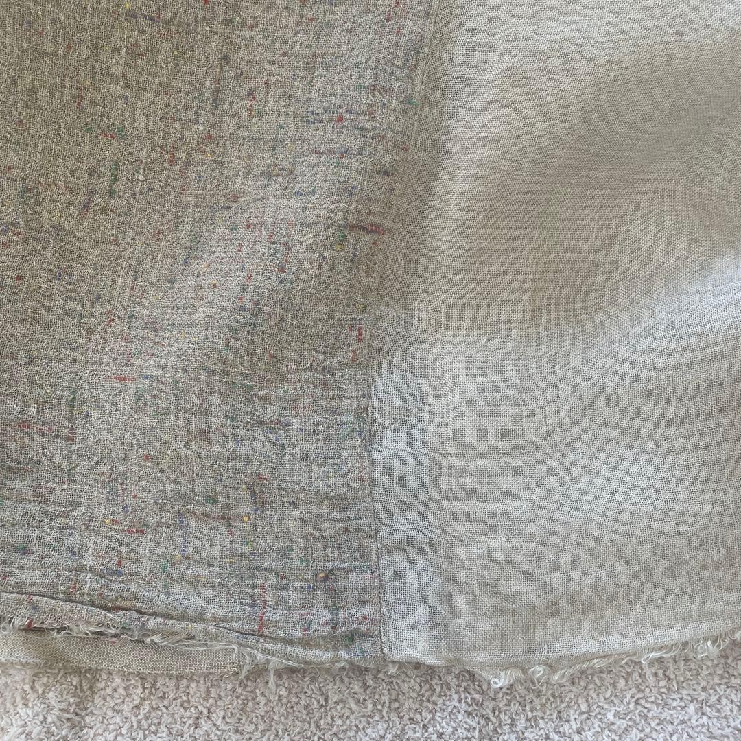 Daniela Gregis Patchwork Linen Stole Beige Gray 1… - image 4