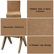 Zoey Chocolate Chenille & Oak Side Chair