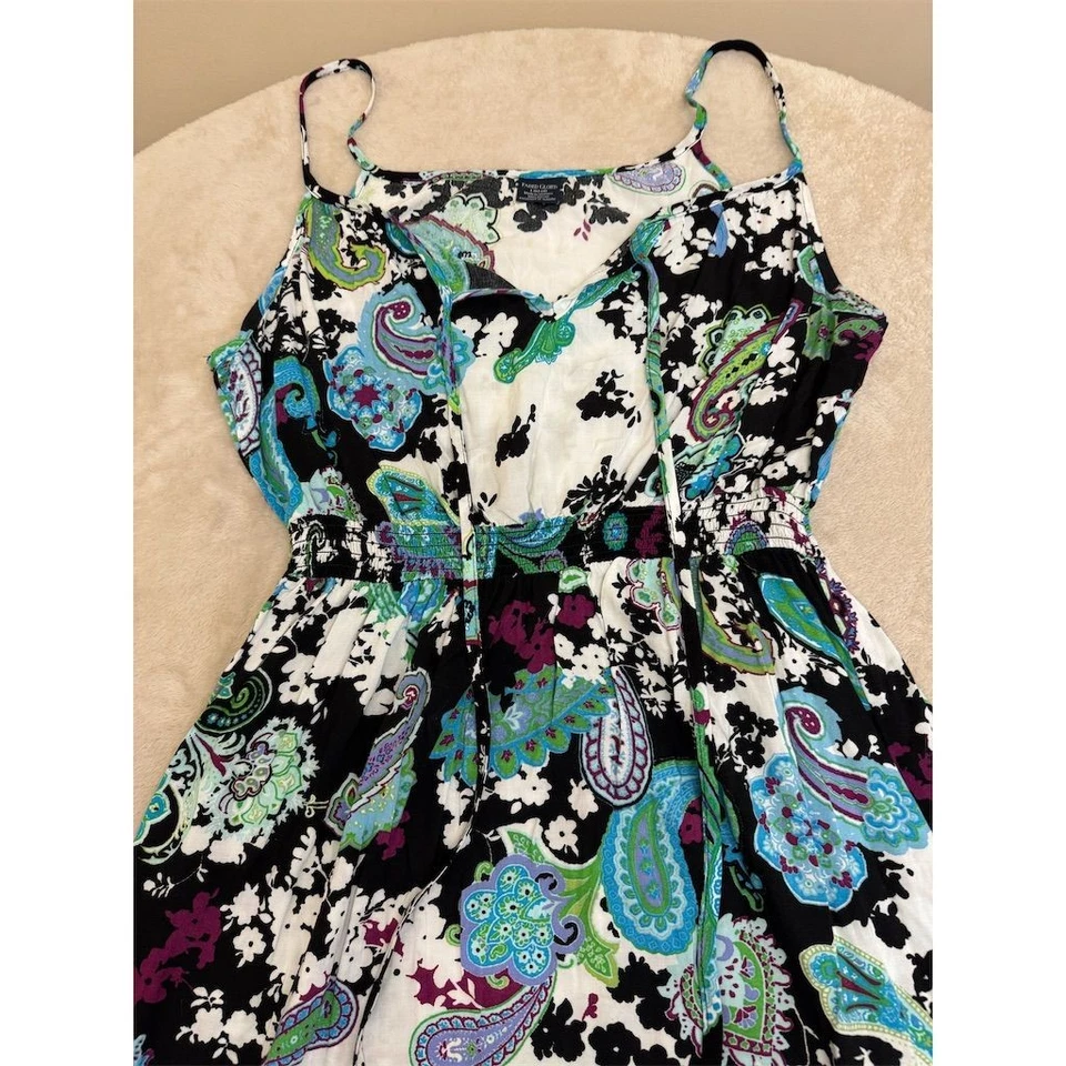 Maxi Vestido Para Mujer Faded Glory L Floral Cachemira Sin Mangas Informal Foto 3 de 4