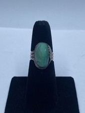 Sterling Silver Turquoise Leaf Size 5 1/2 Ring 7.3g