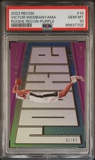 2023 PANINI RECON ROOKIE RECON PURPLE #14 VICTOR WEMBANYAMA ROOKIE RC /75 PSA 10