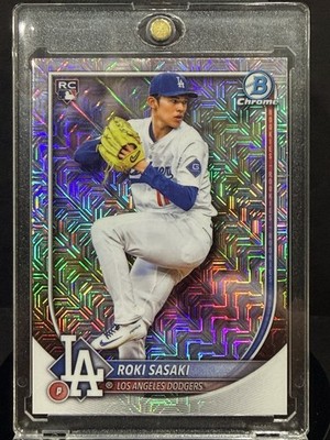 Roki Sasaki RARE BOWMAN MOJO REFRACTOR SSP CHROME ROOKIE CARD RC MINT-GEM