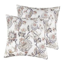 - Ophelia Euro Sham Set of 2 - Plaid - Grey, Taupe and Cream - Euro Blush