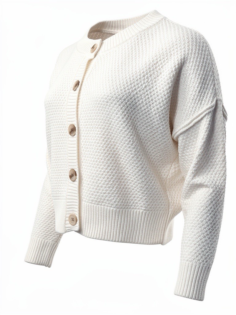 Sincerely Jules Women's Cardigan S Cream Crop Eclectic Grandpa Neutral Capsule