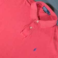 Vintage Polo Ralph Lauren Mens XL Red Faded Pique Cotton Polo Shirt Made in USA